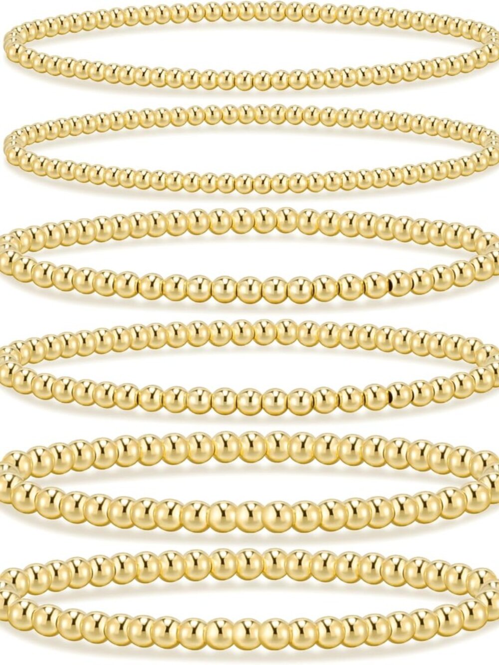 Hypoallergenic Gold Bracelets Set - Adjustable Stretch Bead Jewelry for Women